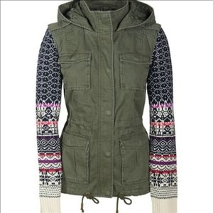 Aeropostale Utility Jacket Cargo Green Flannel Size XS Fairisle Sweater